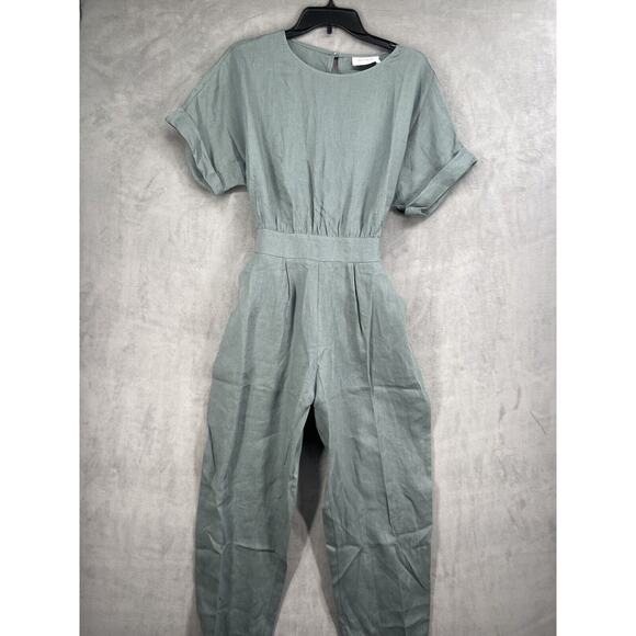 Rumer The Label Loulou Belted Jumpsuit Size Small 100% Linen Gray - Picture 2 of 11